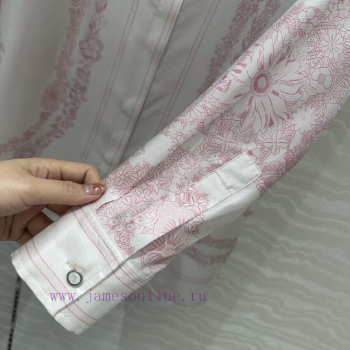 AC75833 Hermes 25s Early Spring New Product Brides Gala En Fleurs Printed Silk Shirt With 100% dnffqq5e - Image 9