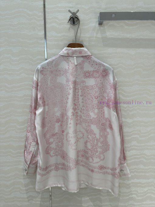 AC75833 Hermes 25s Early Spring New Product Brides Gala En Fleurs Printed Silk Shirt With 100% dnffqq5e - Image 10