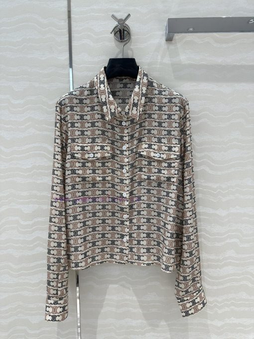 AC75837 CE Triumphal Arch Printed Real Shirt Imported 100% Silk Twill Texture Superb Temperamen q31a3c4i - Image 2