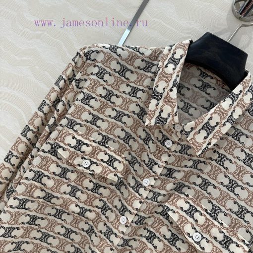 AC75837 CE Triumphal Arch Printed Real Shirt Imported 100% Silk Twill Texture Superb Temperamen q31a3c4i - Image 6