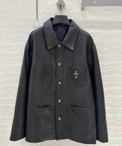 High End AW75852 Big Power Private Clothes The Same Retro Modern Essential Leather Coat Croce H k4nn8iyh