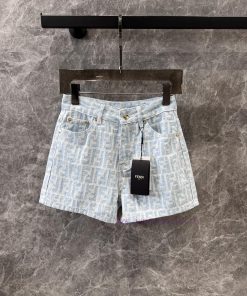 ZK60360 Fendi 25Ss Early Spring New Light Color Jacquard Full Print Denim Shorts 丨 Produced Wit 75q58oc5