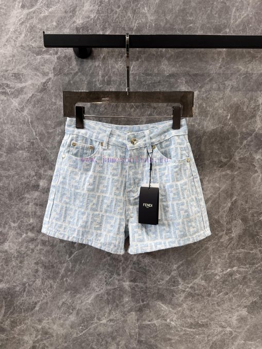 ZK60360 Fendi 25Ss Early Spring New Light Color Jacquard Full Print Denim Shorts 丨 Produced Wit 75q58oc5 - Image 2