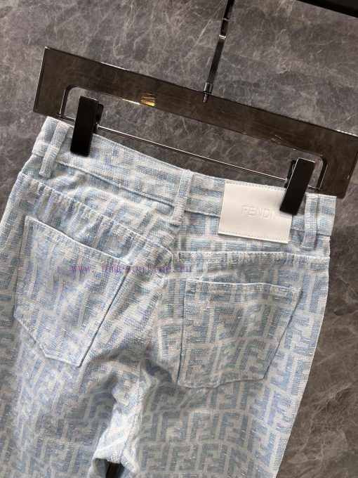 ZK60359 Fendi25Ss Early Spring New Light Colored Jacquard Full Print Straight Leg Jeans 丨 Made 7mh467sh - Image 5