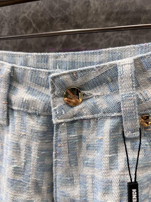 ZK60359 Fendi25Ss Early Spring New Light Colored Jacquard Full Print Straight Leg Jeans 丨 Made 7mh467sh - Image 6