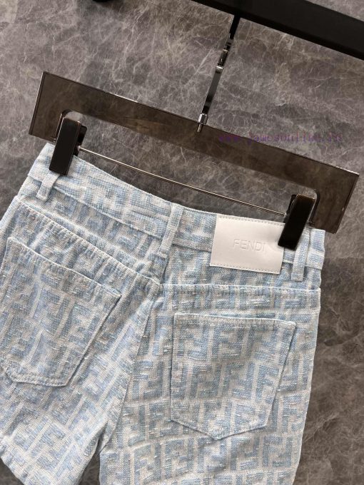 ZK60360 Fendi 25Ss Early Spring New Light Color Jacquard Full Print Denim Shorts 丨 Produced Wit 75q58oc5 - Image 5