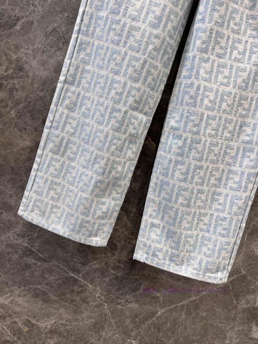 ZK60359 Fendi25Ss Early Spring New Light Colored Jacquard Full Print Straight Leg Jeans 丨 Made 7mh467sh - Image 8