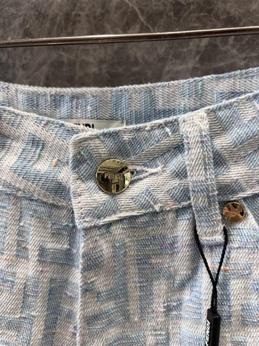ZK60360 Fendi 25Ss Early Spring New Light Color Jacquard Full Print Denim Shorts 丨 Produced Wit 75q58oc5 - Image 6