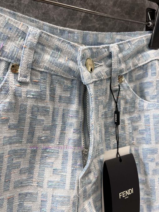 ZK60360 Fendi 25Ss Early Spring New Light Color Jacquard Full Print Denim Shorts 丨 Produced Wit 75q58oc5 - Image 7