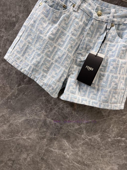 ZK60360 Fendi 25Ss Early Spring New Light Color Jacquard Full Print Denim Shorts 丨 Produced Wit 75q58oc5 - Image 8