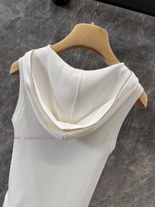 ZT60361 Miu Miu 25Ss Early Spring New Micro Label Zipper Knitted Hoodie Tank | Produced Hoodie 38au0twi - Image 5