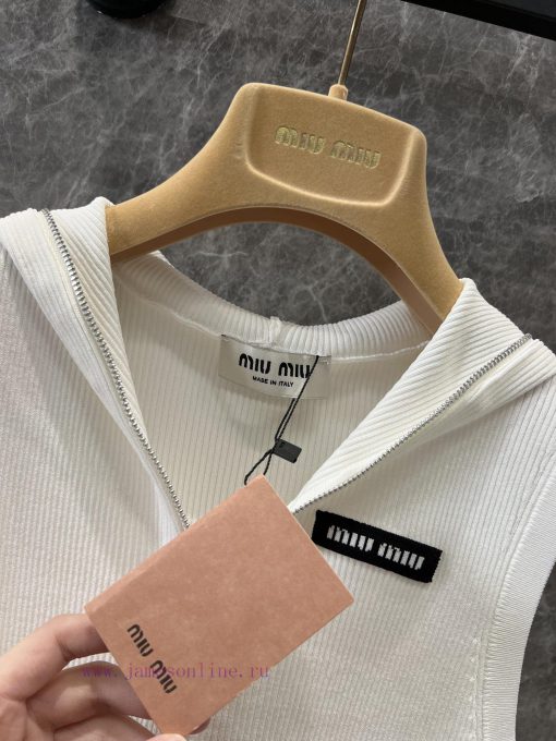 ZT60361 Miu Miu 25Ss Early Spring New Micro Label Zipper Knitted Hoodie Tank | Produced Hoodie 38au0twi - Image 9