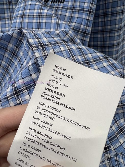 ZC60363 Miu Miu 25Ss Early Spring New Retro College Style Vertical Striped Blue Checkered Shirt i9k9uswe - Image 10