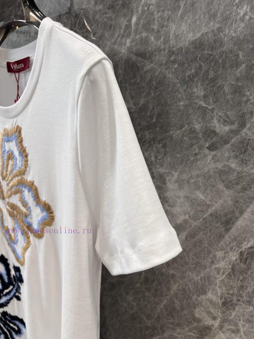 ZT60365 MaxM * Ra 25Ss Early Spring New Versatile Embroidered Pattern Round Neck Short Sleeve T i2j0no6x - Image 7