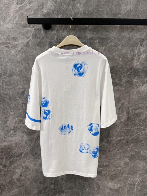 ZT60366 Burberry 25Ss Summer New Rose Printed Short Sleeve Loose Edition Round Neck T-shirt | D cxsc7bor - Image 3