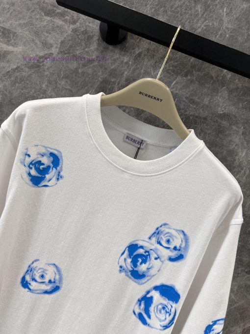 ZT60366 Burberry 25Ss Summer New Rose Printed Short Sleeve Loose Edition Round Neck T-shirt | D cxsc7bor - Image 4