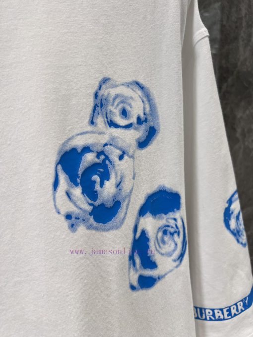 ZT60366 Burberry 25Ss Summer New Rose Printed Short Sleeve Loose Edition Round Neck T-shirt | D cxsc7bor - Image 6