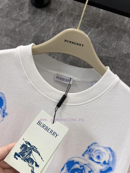 ZT60366 Burberry 25Ss Summer New Rose Printed Short Sleeve Loose Edition Round Neck T-shirt | D cxsc7bor - Image 9