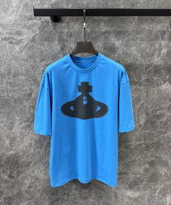 ZT60370 VivieneWestwoo * 25Ss Early Spring New Saturn Mosaic Printed Round Neck Loose Short Sle ji2lakhb