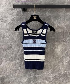 ZT60371 Chanel 25Ss Spring/Summer New Women's Round Neck Short Striped Strap Tank Top | Produce hk0dgxq9