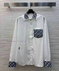 CC75853 Dior 25 Early Spring New Collection Logo Printed Decorative Shirt Basic Shirt Version D 73p8nu17