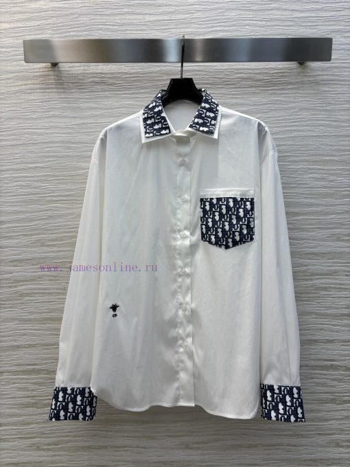 CC75853 Dior 25 Early Spring New Collection Logo Printed Decorative Shirt Basic Shirt Version D 73p8nu17
