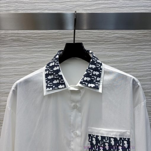 CC75853 Dior 25 Early Spring New Collection Logo Printed Decorative Shirt Basic Shirt Version D 73p8nu17 - Image 3