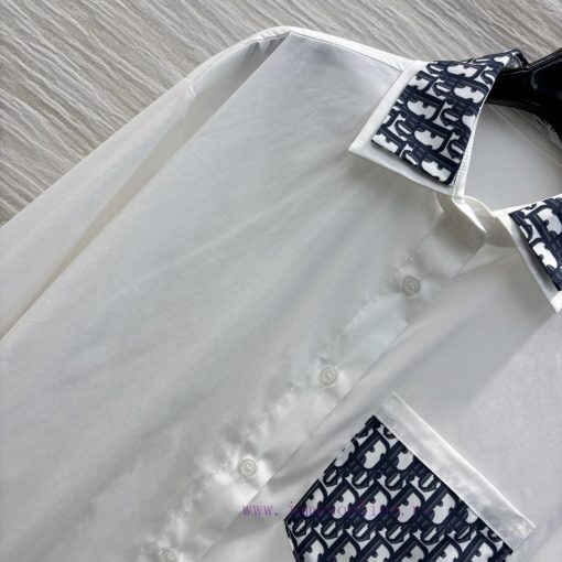 CC75853 Dior 25 Early Spring New Collection Logo Printed Decorative Shirt Basic Shirt Version D 73p8nu17 - Image 4