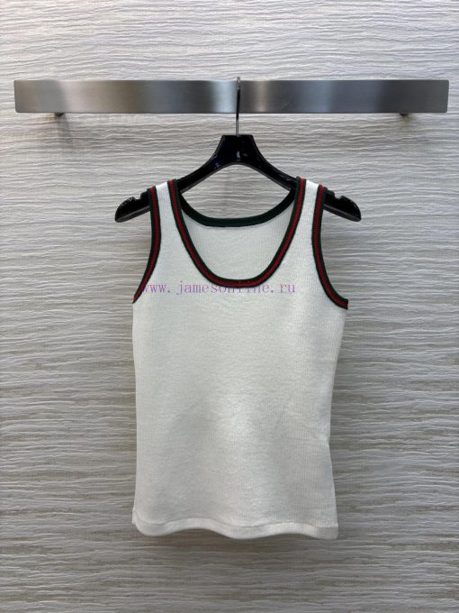 CT75856 Gucci 25 Spring/Summer New Collection Classic Red And Green Edge Decorative Knitted Tan 9xhu1y38 - Image 2