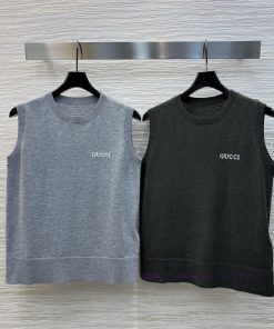 CT75857 Gucci 25 Spring/Summer New Collection Letter Decorated Round Neck Knitted Vest With Log mvds0yjn