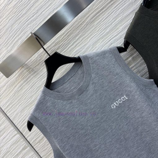 CT75857 Gucci 25 Spring/Summer New Collection Letter Decorated Round Neck Knitted Vest With Log mvds0yjn - Image 3