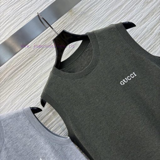 CT75857 Gucci 25 Spring/Summer New Collection Letter Decorated Round Neck Knitted Vest With Log mvds0yjn - Image 4