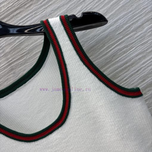 CT75856 Gucci 25 Spring/Summer New Collection Classic Red And Green Edge Decorative Knitted Tan 9xhu1y38 - Image 6