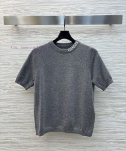 CT75858 Gucci 25 Early Spring New Collection Logo Round Neck Knitted Short Sleeved Top With Log 9ivgbc1y