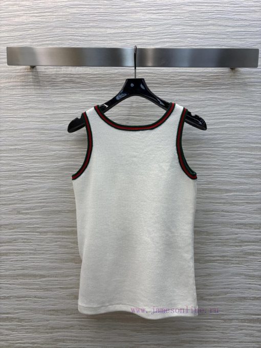 CT75856 Gucci 25 Spring/Summer New Collection Classic Red And Green Edge Decorative Knitted Tan 9xhu1y38 - Image 9