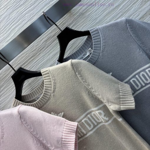 CT75859 Dior 25 Early Spring Contrasting Five Pointed Star Letter Short Sleeved Knit Shirt With 2q6bga5y - Image 3