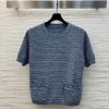 CT75862 Gucci 25 Spring/Summer New Collection Blue Round Neck Knitted Short Sleeve Top With Dou glua3mwo