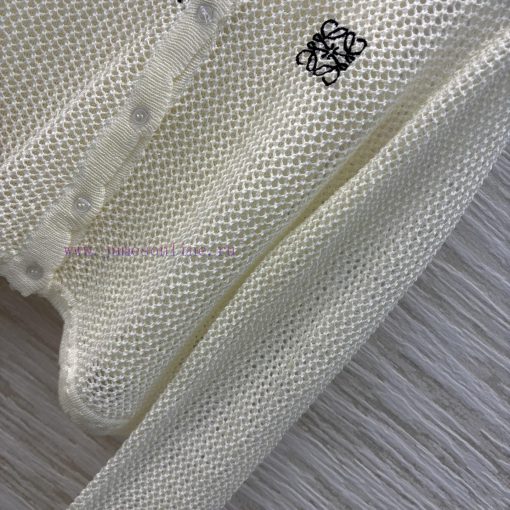 CW75861 Loewe 25 Early Spring New Logo Embroidered Hollow Two Piece Knitted Round Neck Cardigan nsx9noju - Image 8