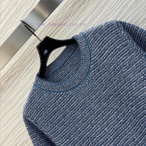 CT75862 Gucci 25 Spring/Summer New Collection Blue Round Neck Knitted Short Sleeve Top With Dou glua3mwo - Image 6