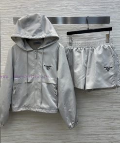 CT75866 Prada 25 Early Spring New Collection Popular Nylon Casual Suit Hooded Shoulder Jacket+h yednqkuk