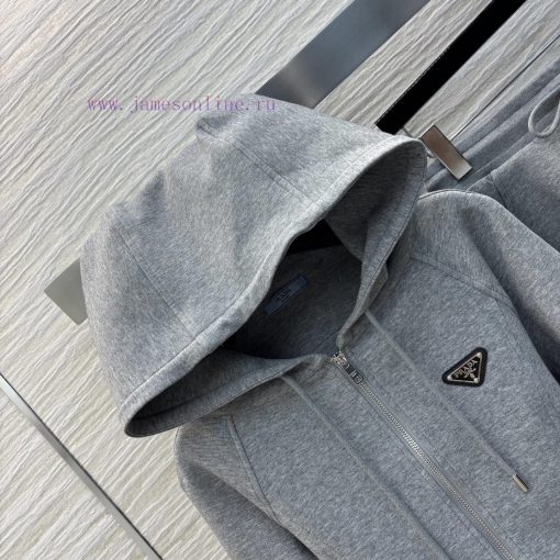 CT75867 Prada 25 Early Spring New Collection Triangle Logo Hoodie Set Hooded Zipper Coat+High W txcaxz6r - Image 3
