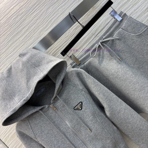 CT75867 Prada 25 Early Spring New Collection Triangle Logo Hoodie Set Hooded Zipper Coat+High W txcaxz6r - Image 6