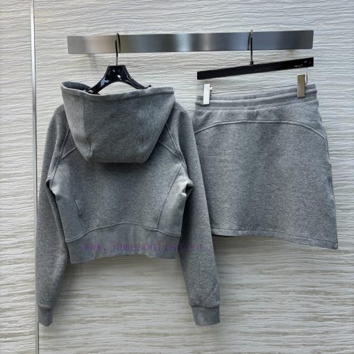 CT75867 Prada 25 Early Spring New Collection Triangle Logo Hoodie Set Hooded Zipper Coat+High W txcaxz6r - Image 9