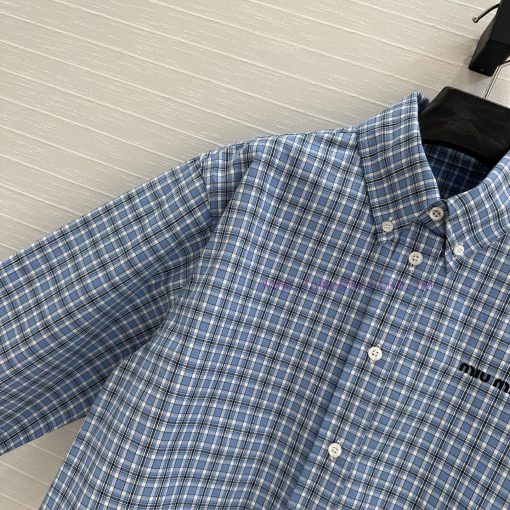 Top Selling Recommendation: BC75868 Youth Intellectual Style Blue Checkered Short Shirt With Im g2qzfcb3 - Image 4