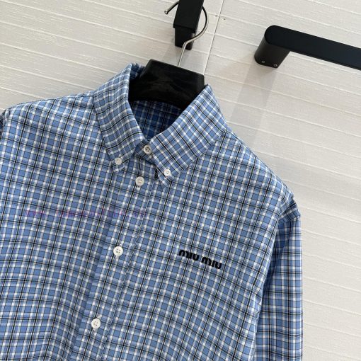 Top Selling Recommendation: BC75868 Youth Intellectual Style Blue Checkered Short Shirt With Im g2qzfcb3 - Image 5