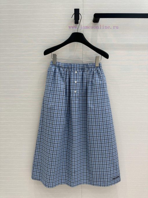Hot Selling Recommendation BB75870 Youth Intellectual Style Blue Checkered Half Skirt Imported 68be61rv - Image 2