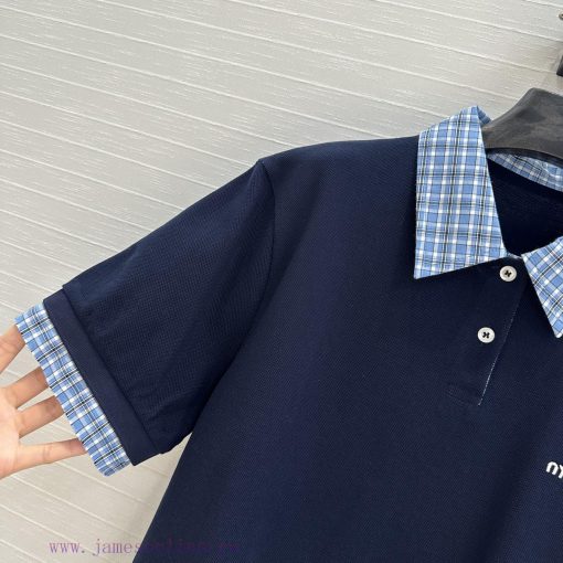 Hot Selling Recommendation: BT75873 Miu Miu Outfit With Contrasting Blue Grid Lapel Design Posi qrneqz06 - Image 4