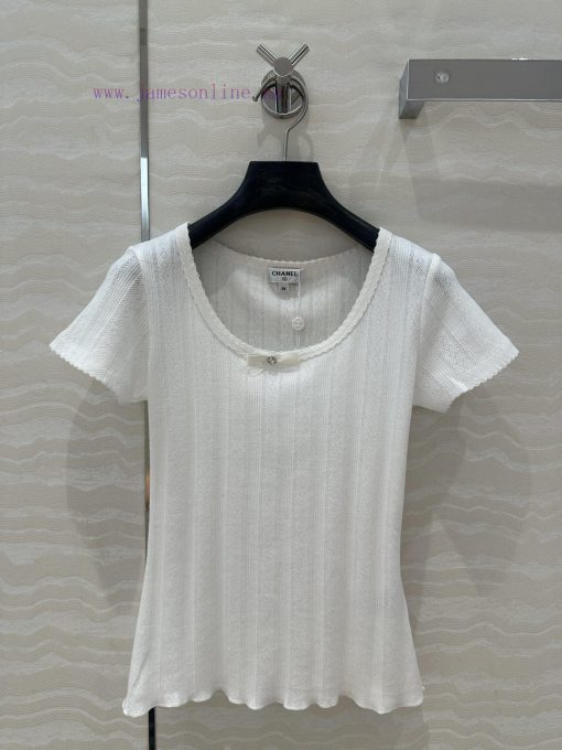 Top Selling Recommendation: AT73158 Coco Chanel Sheer Cotton Top A Must-have Item For White Wea g8109z0r