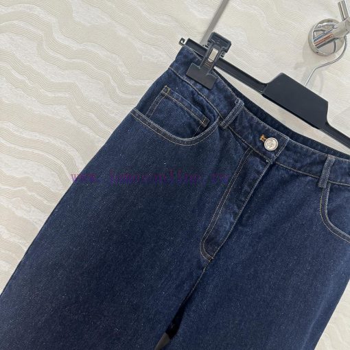 Recommended AK75333 CC Original Blue Straight Leg Jeans With Double C Embroidered Pocket Design 4lnjy39r - Image 5