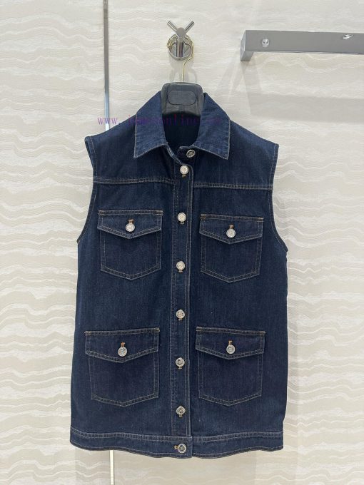 Hot Selling Recommendation AW75335 CC Original Blue Denim Vest Jacket Workwear Four Pocket Desi c7pykhct